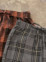 2pcs Plaid Sleep Bottoms Elastic Waistband Pants Women's Sleepwear