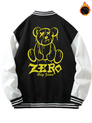 Men's Baseball Collar Muppet Bear Print Jacket