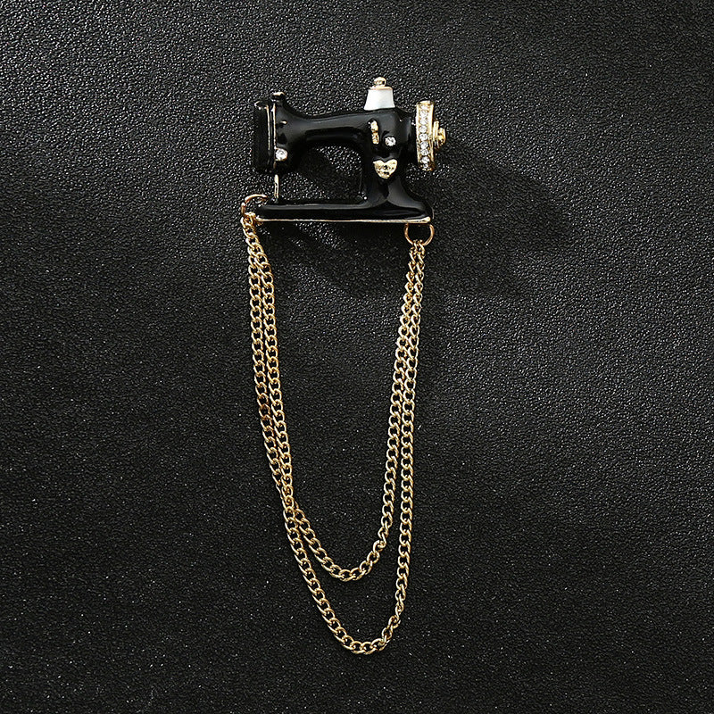 Sewing Machine Tassel Brooch Men's Chain Suit Personality Accessories