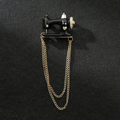 Sewing Machine Tassel Brooch Men's Chain Suit Personality Accessories