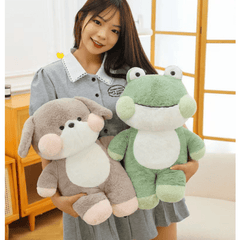 Plush Frog Soft Green Stuffed Animal Big Smile Mint Huggable Teens Adults Gift P
