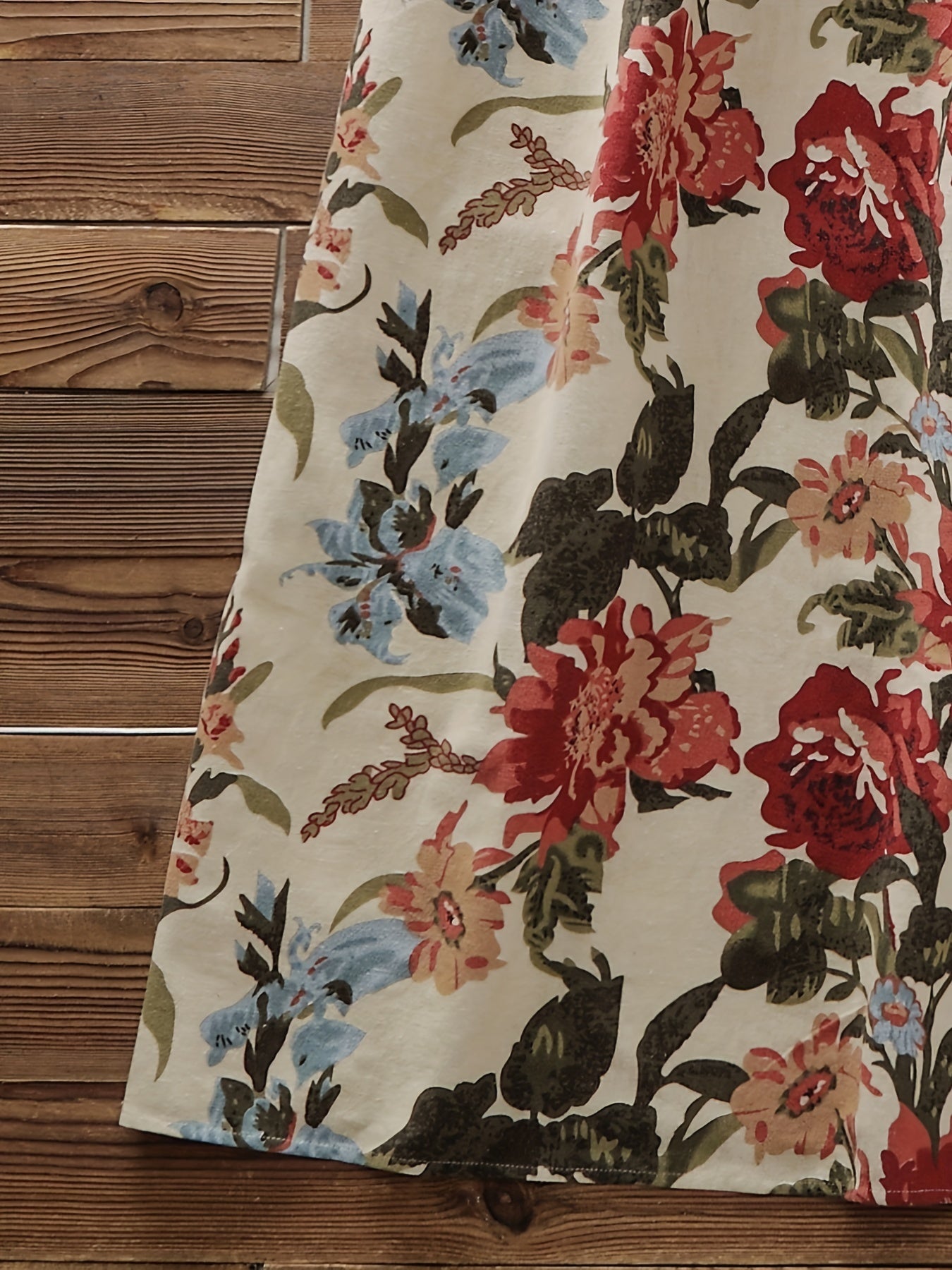  Floral Print Short Sleeve Round Neck Dress