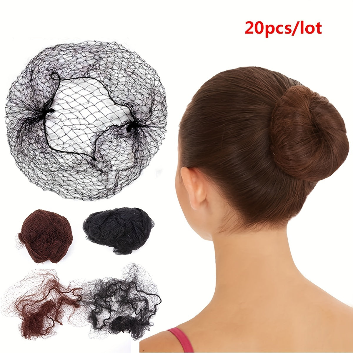 20pcs Invisible Bun Net High Elasticity Hair Nets Mesh Bun Net