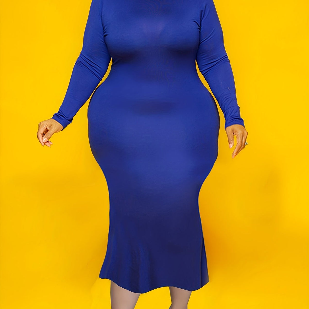  Women's Long Sleeve Turtle Neck Mermaid Dress