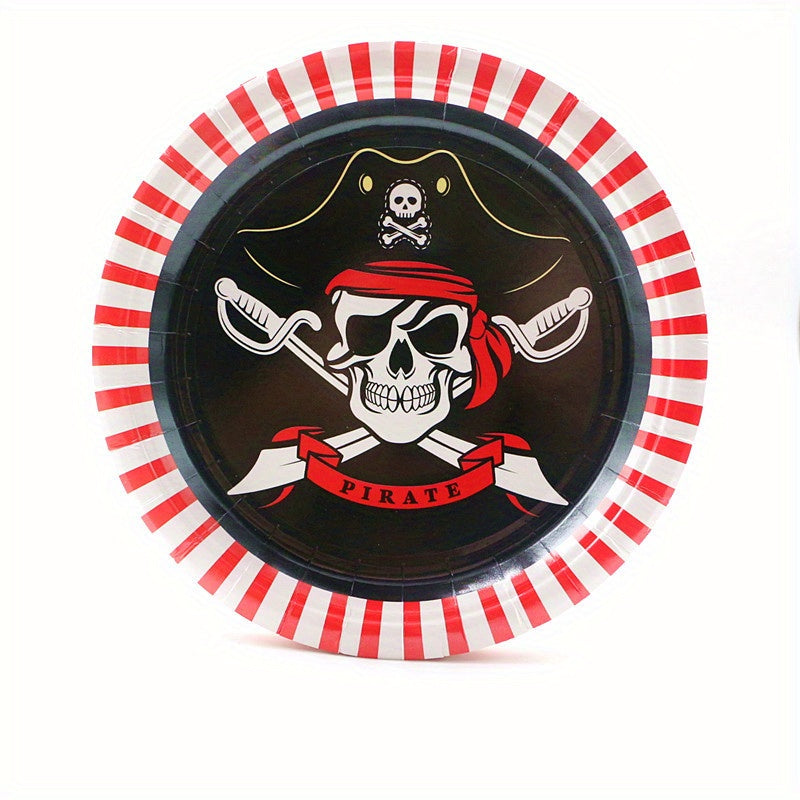 20pcs 17 Party Paper Plates Pirate Theme Party Tableware Set