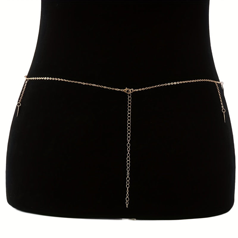 Rhombus Pendant Waist Chain Metal Belly Chain For Women
