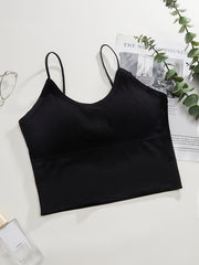 Solid Ribbed Wireless Bras Comfy & Breathable Intimates Bra