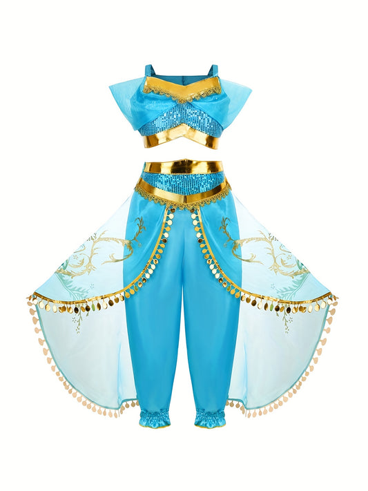 Toddler Girls Sequins Top & Mesh Pants Princess Costume