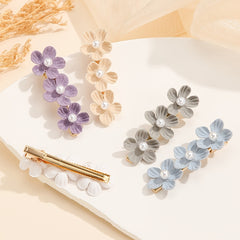 5pcs Pearl Flower Hairclip Barrette Hairpin Snap Clip Party Prom
