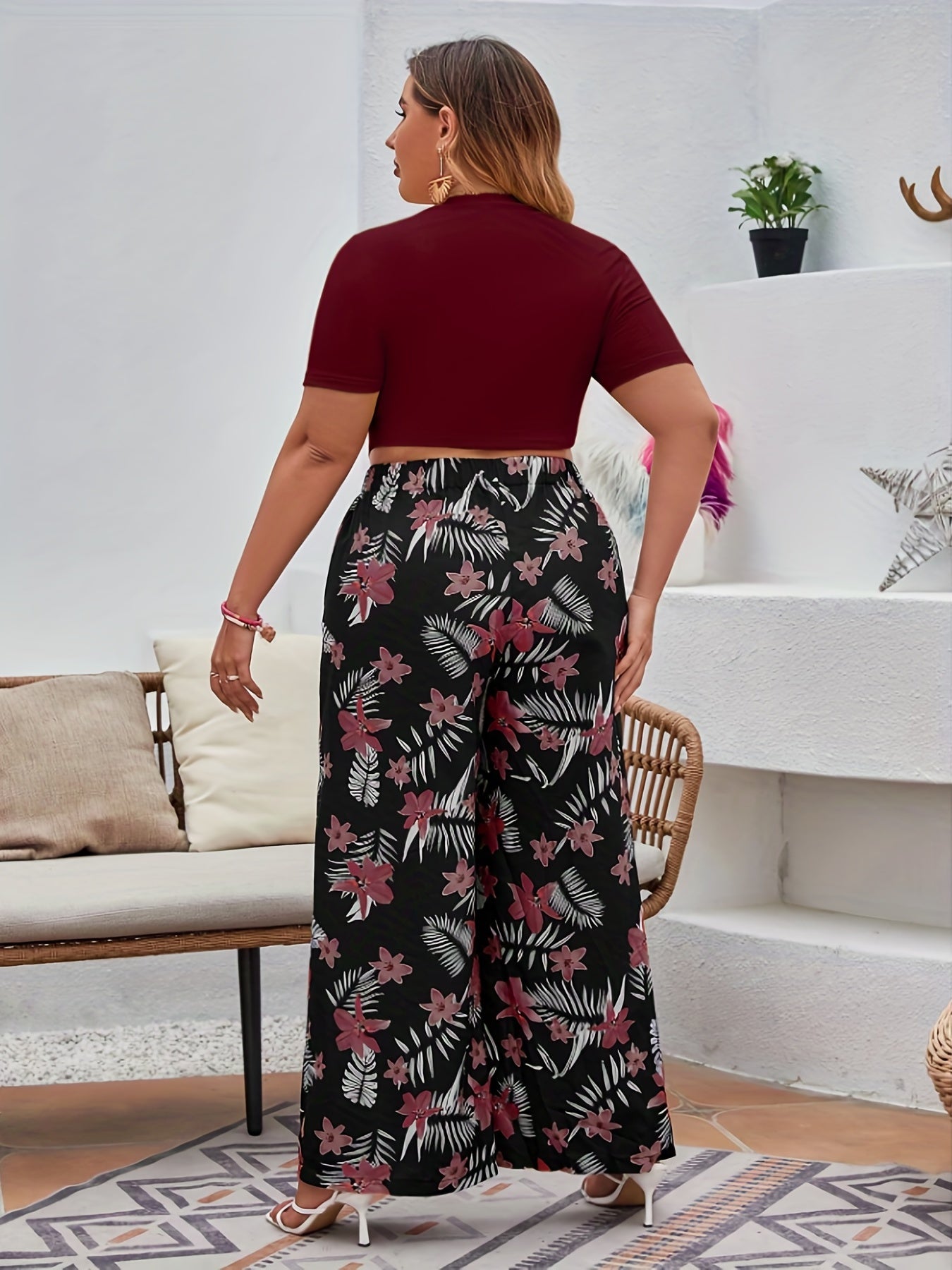  Women's Boho Tropical Wide Leg Pants
