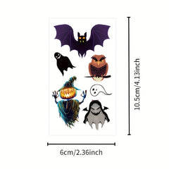 Cartoon Witch Pumpkin Bat Halloween Horror Tattoo Sticker