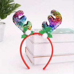Sequin Elk Horn Head Hoop Christmas Party Accessories Glitter Headband