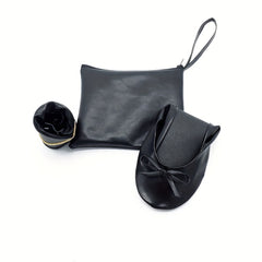 Women's Rollable Ballet Flats Soft Sole Wedding Shoes + Bag