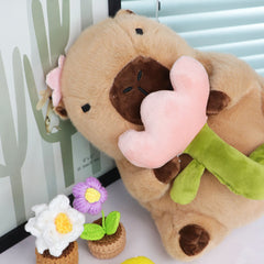 Capybara Plush Toy Stuffed Animal Flower Cozy