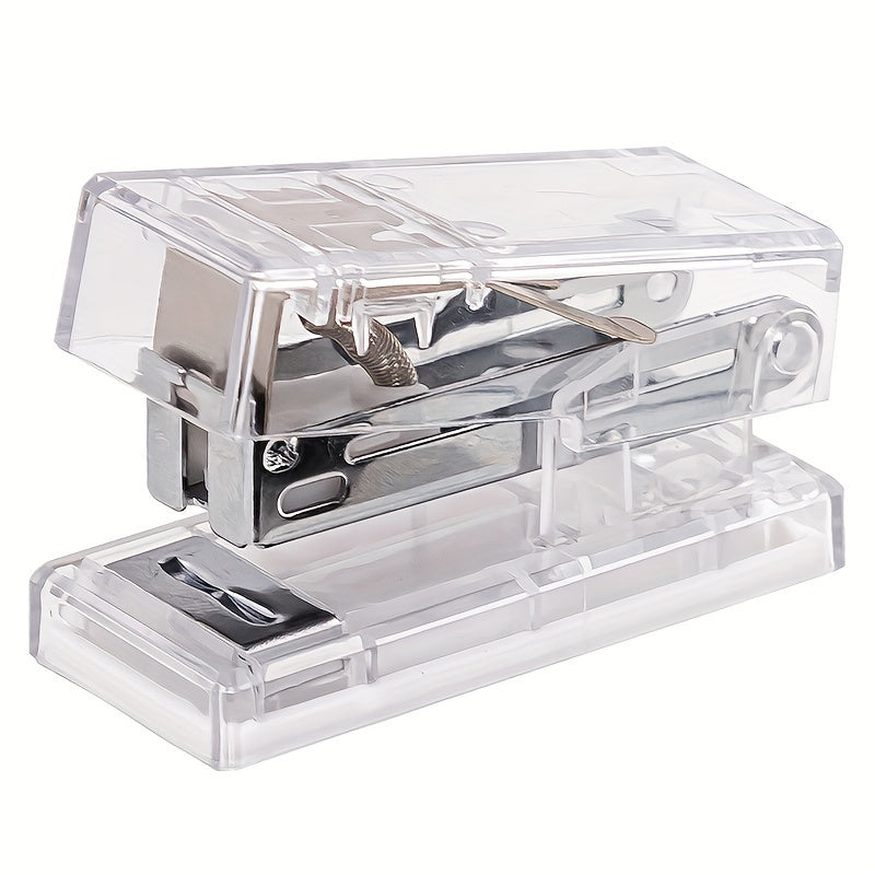 1pc Mini Stapler Clear Handheld Effortless Paper Bookbinding Machine