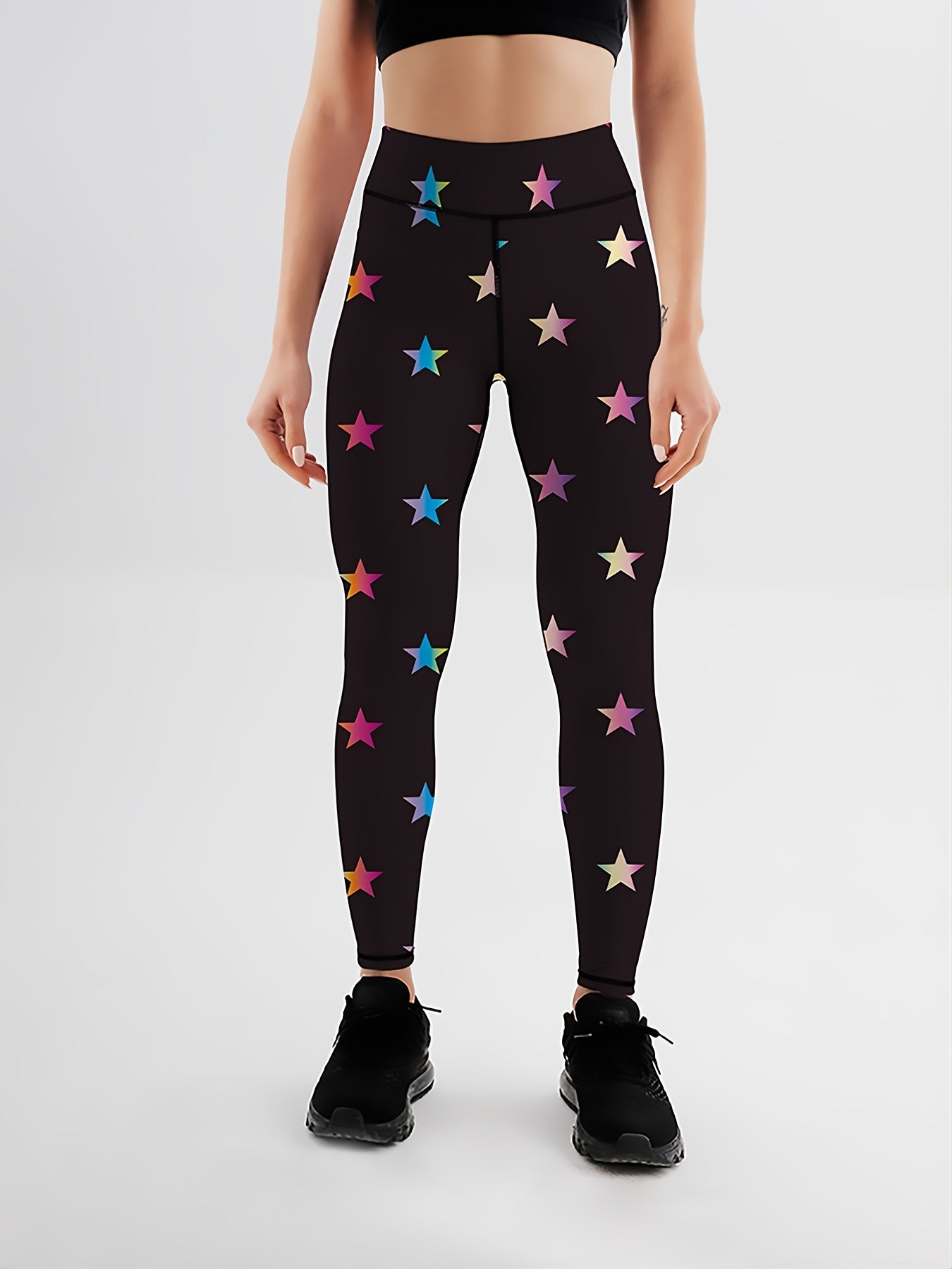 Star Print High Waist Yoga Pants Slim Fit Leggings