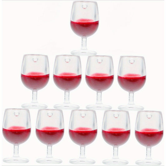 10pcs High Footed Red Wine Glass Pendants for Dollhouse Keychains