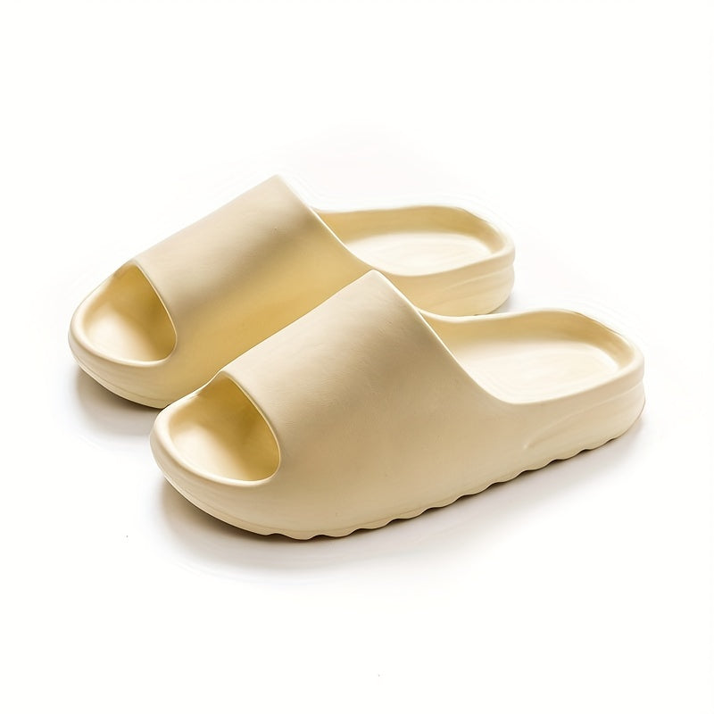Women's Solid Pillow Slides Open Toe Soft Sole Non-slip Thick Bottom