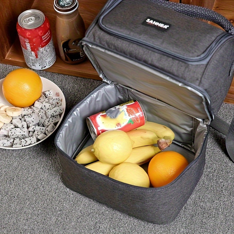 Double Layer Insulated Bento Bag for Picnic Camping Beach