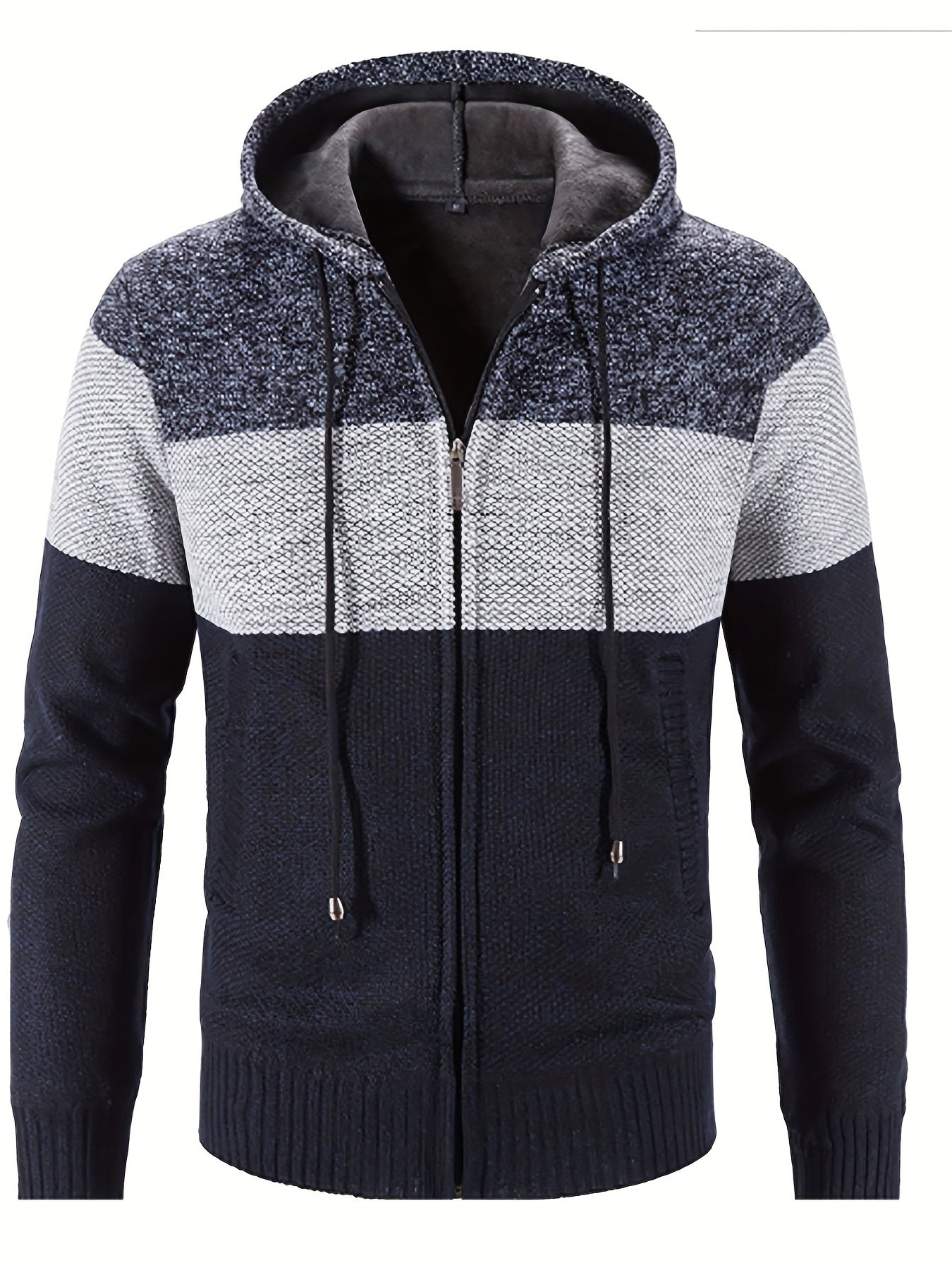 Men's Casual Hooded Cardigan Jacket Zip Up Sweater