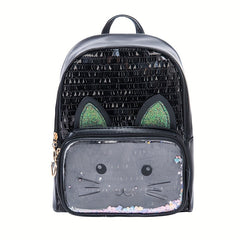 Colorful Sequins Cat Small Backpack for Kids