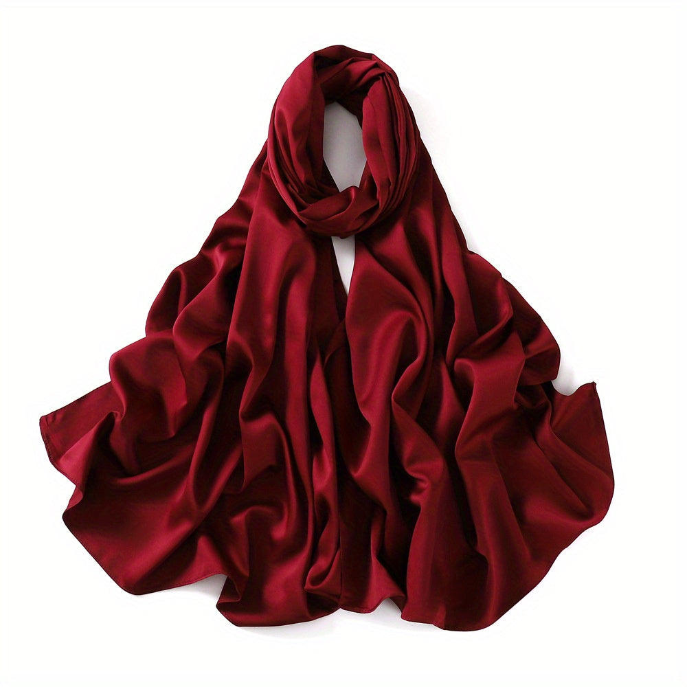 Matte Satin Soft Scarf Solid Sunscreen Hijab Turban Shawl Wraps