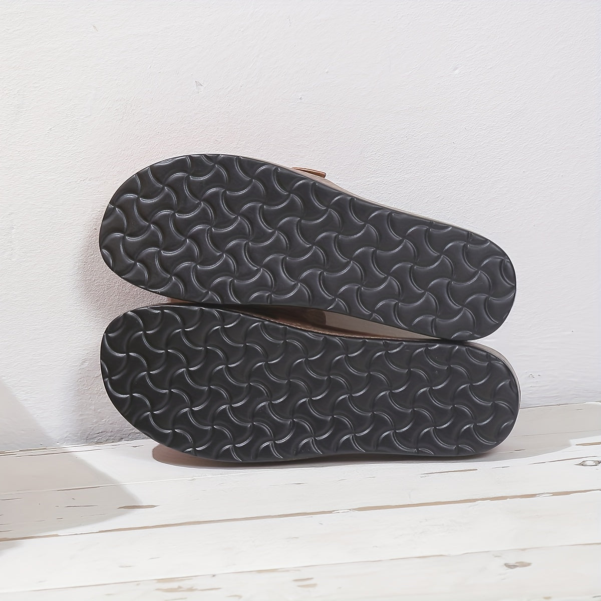 Suedette Flat Loafers Slip On Buckle Decor Half Drag Shoes