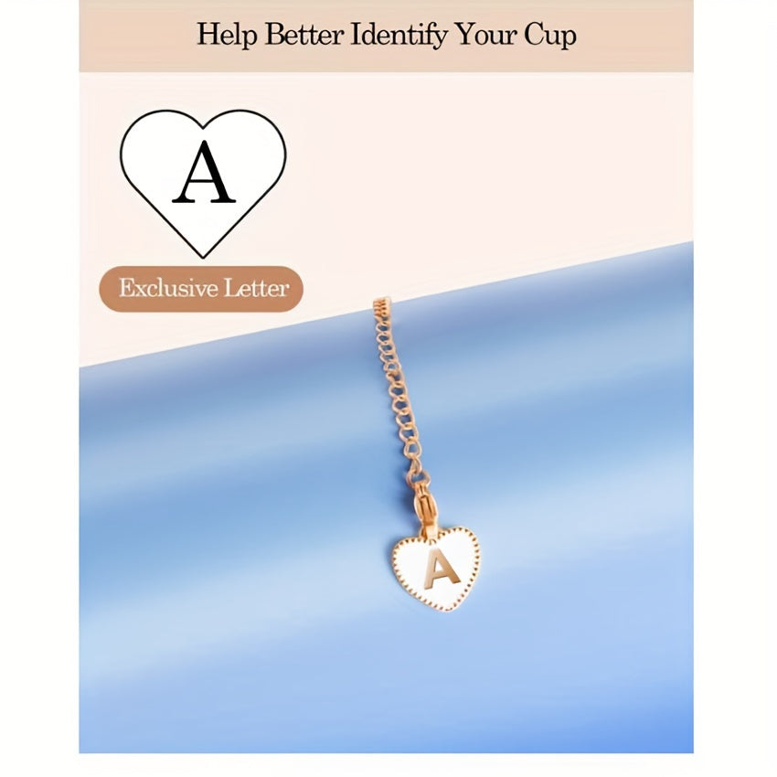 1pc ID Initial Letter Charm Bottle Handle Pendant Cup Accessories
