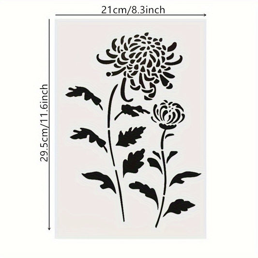 Chrysanthemum Bamboo Pattern Stencil for DIY Painting on Wall Fabric Furniture