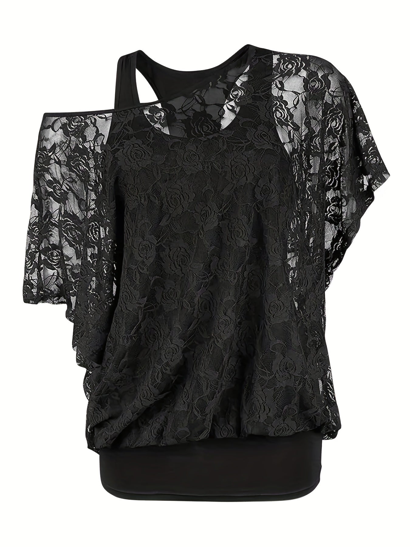 Vintage Lace Blouse & Tank Top Two Piece Set Women's Clothing