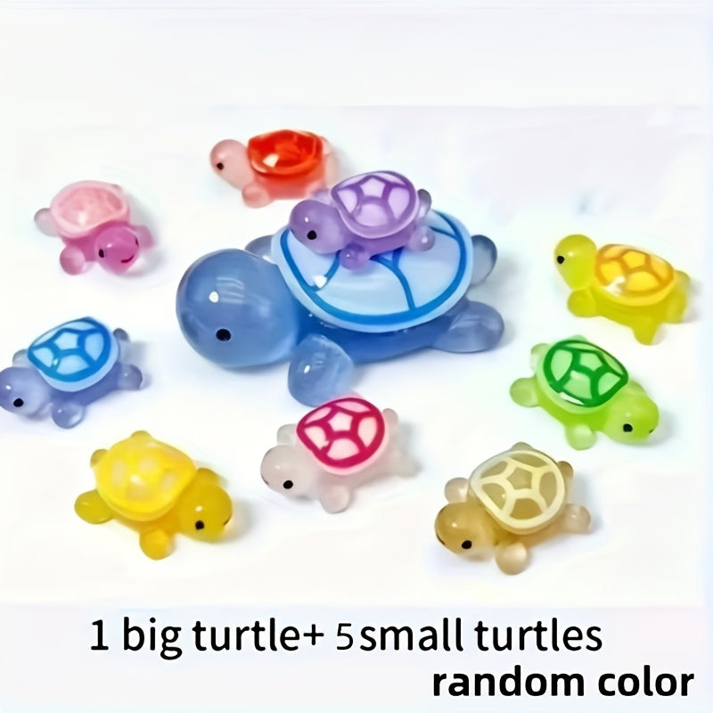6pcs Glow in the Dark Turtle Figurines for Room Decor