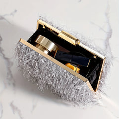 Glitter Tassel Chain Clutch Frame Purse Evening Bag