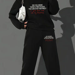 Women's Plus Size Slogan Print Sweatshirt & Joggers Set