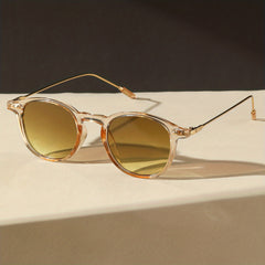 Translucent Round Frame Sunglasses Rivet Decor Glasses UV400