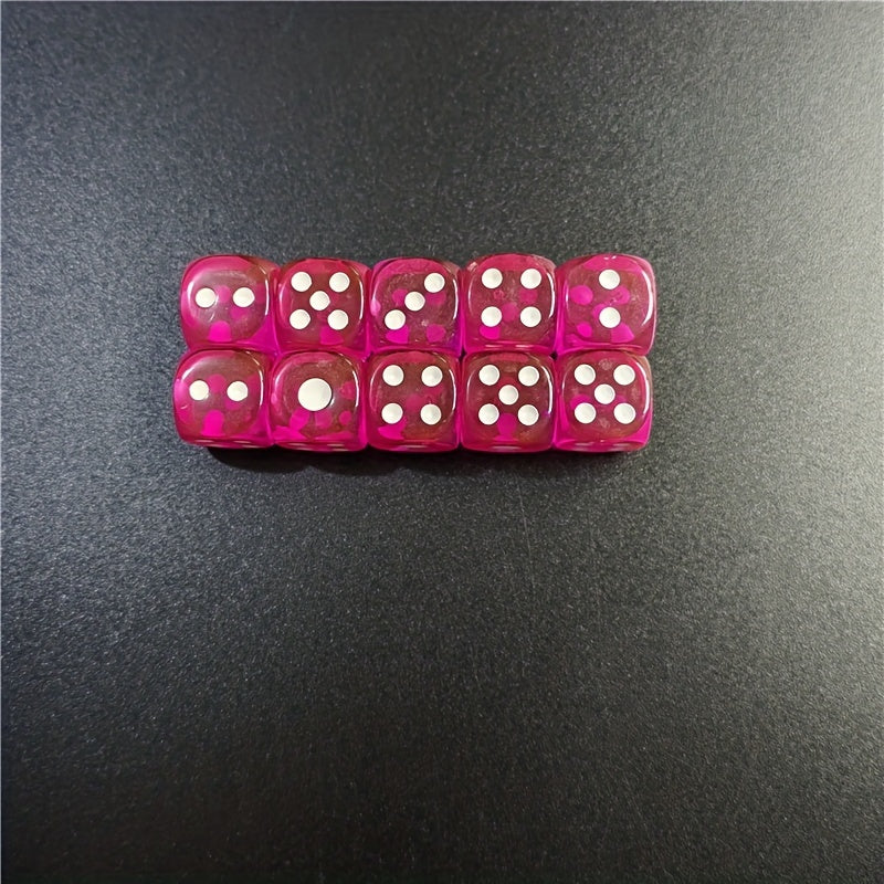 10pcs 12mm Acrylic Dice Set 11 Colors Hex Round Corner Bar KTV Entertainment
