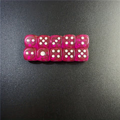 10pcs 12mm Acrylic Dice Set 11 Colors Hex Round Corner Bar KTV Entertainment