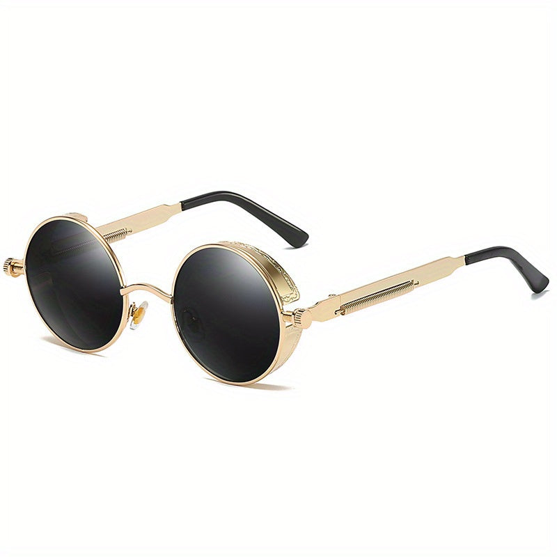 Retro Steampunk Style Sunglasses Round Metal Polarized Eyewear