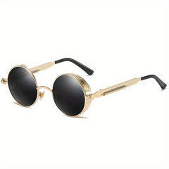 Retro Steampunk Style Sunglasses Round Metal Polarized Eyewear