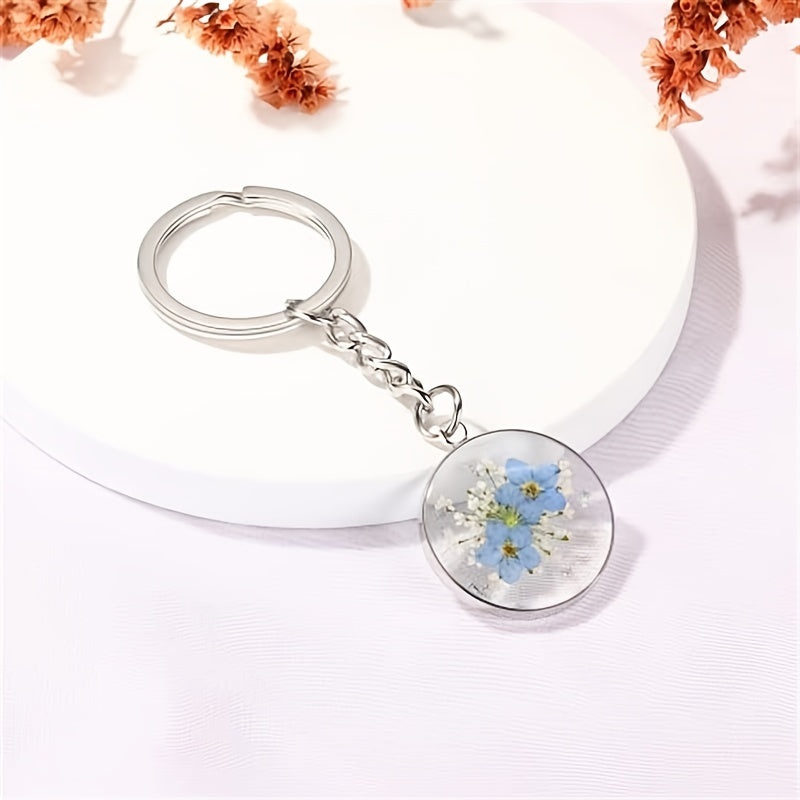 Irregular Dried Flower Keychains Women Bag Pendant Keyrings Car Keyholder