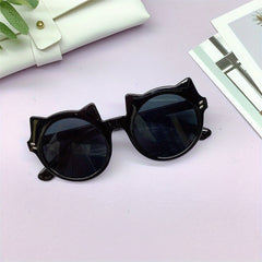 Cat Ear Shaped Round Frame Sunglasses for Boys UV Protection