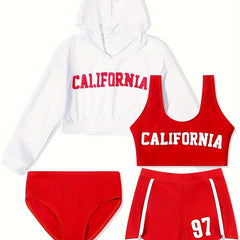 Girls CALIFORNIA Print Activewear Sets Comfy Sets For Sports