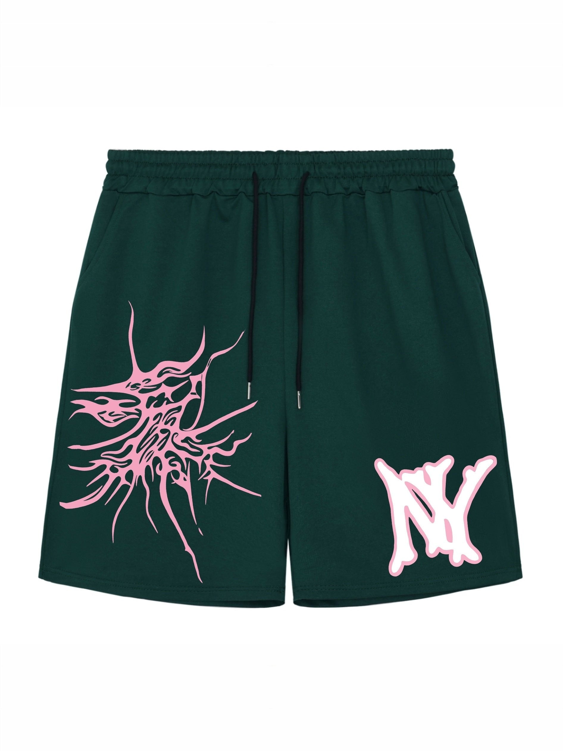 Graphic Pattern Comfy Shorts Men's Casual Elastic Waist Drawstring Shorts