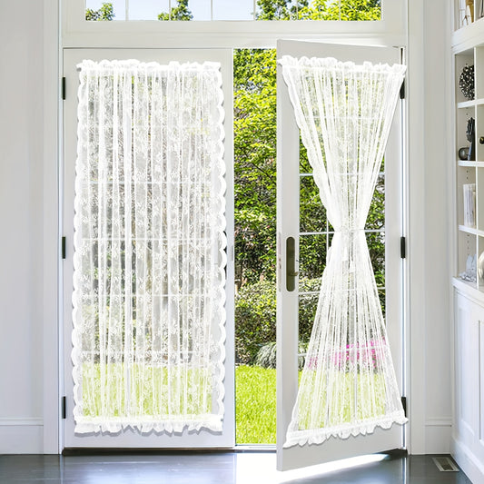 Encrypted Lace Rose Privacy Curtain Double Rod Pocket French Curtain