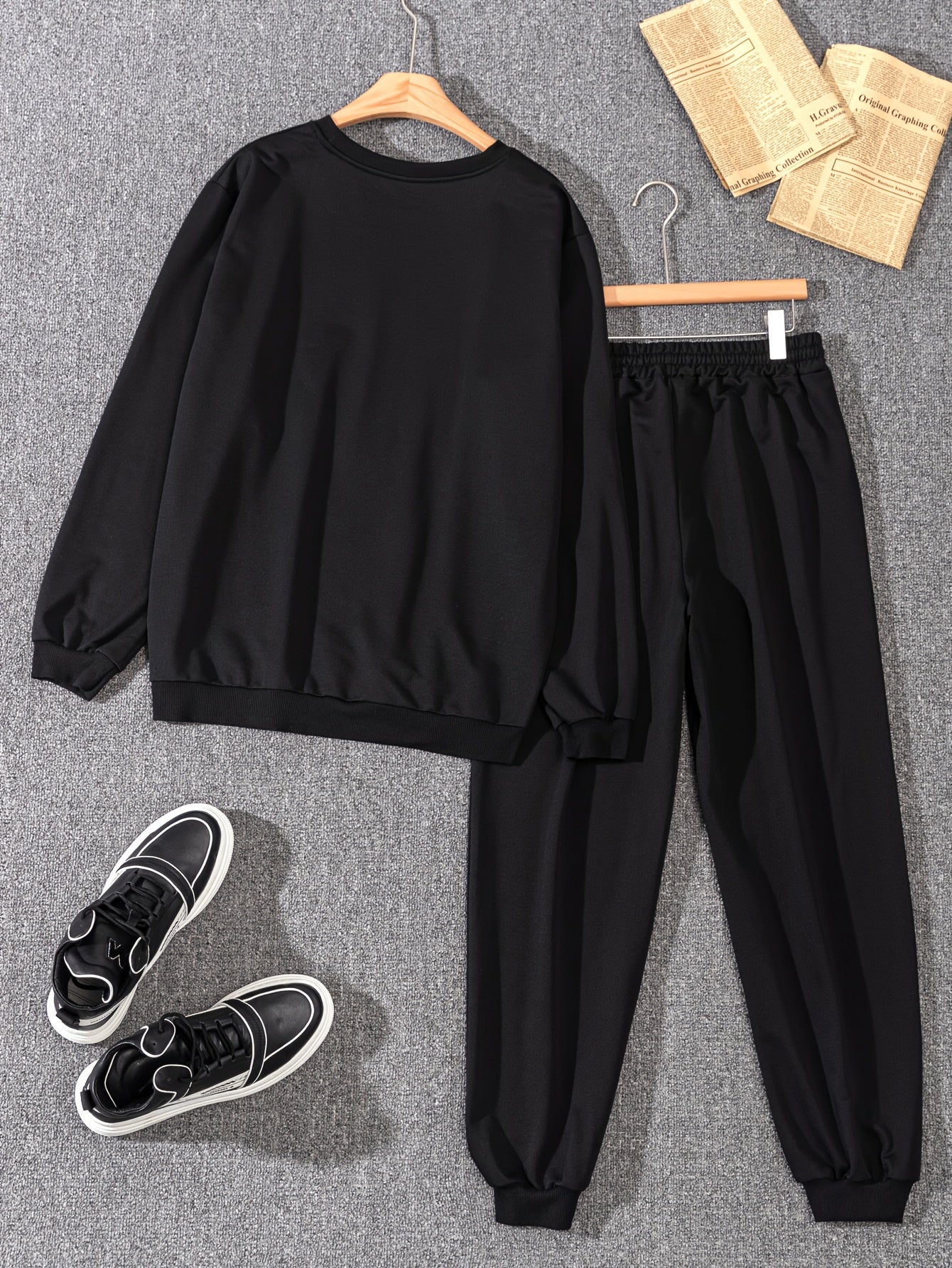 Men's 2pcs Solid Casual Hoodie & Sweatpants Set for Autumn Winter