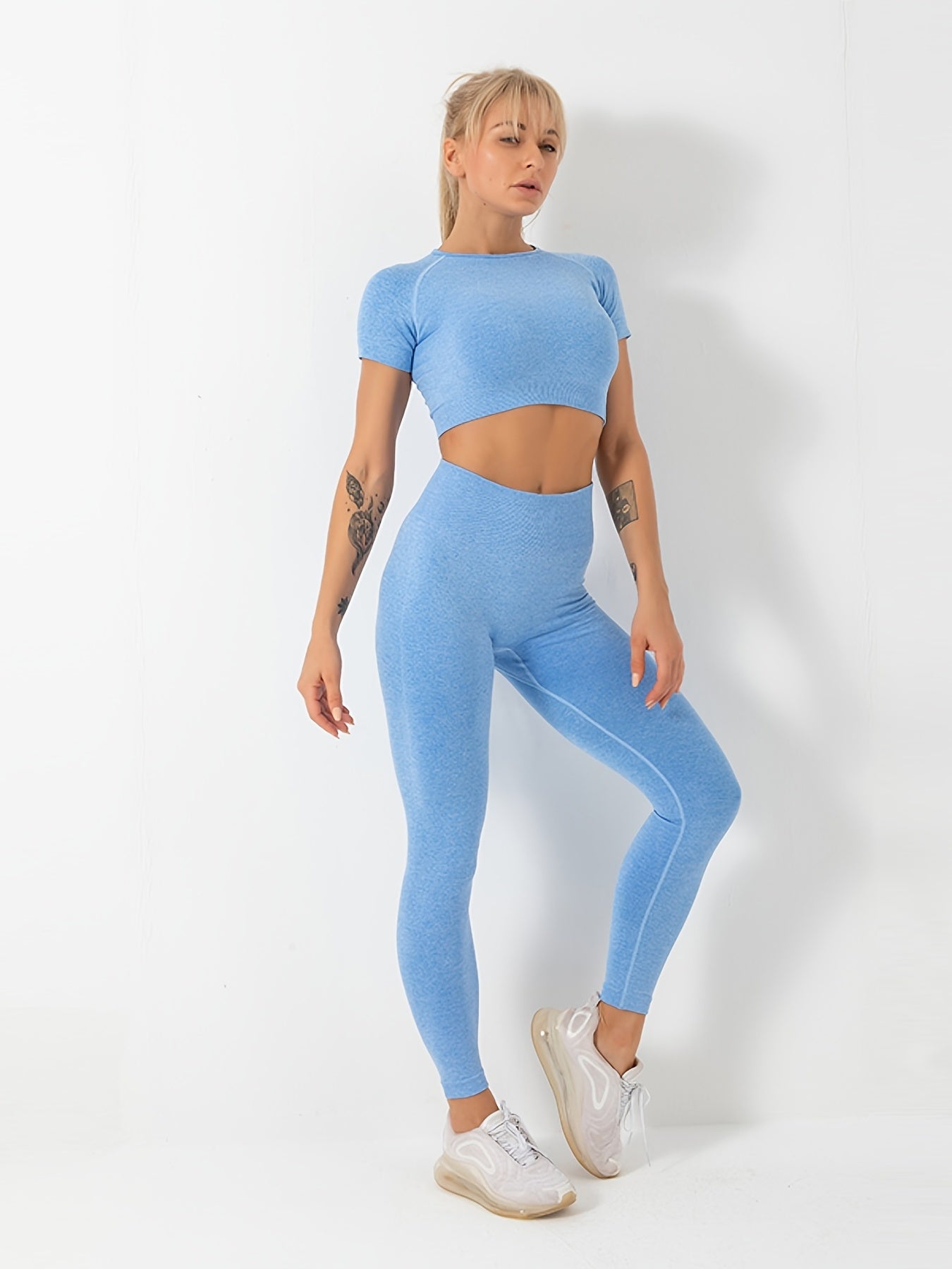 2pcs Seamless Activewear Set with Butt Lifting Leggings and Top