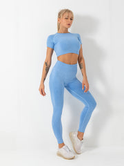 2pcs Seamless Activewear Set with Butt Lifting Leggings and Top