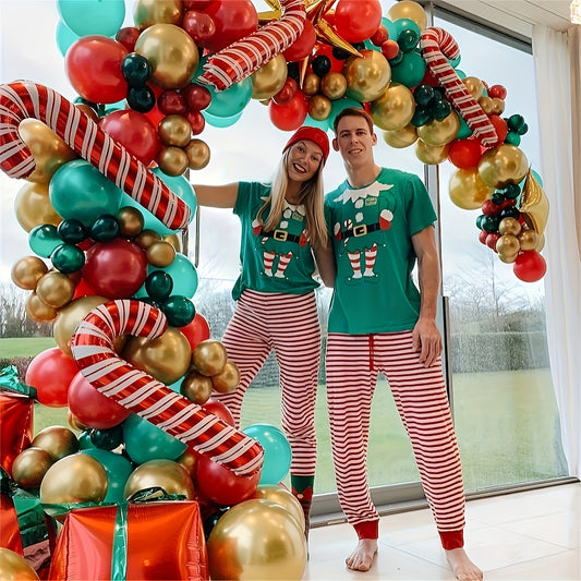 Christmas Balloon Garland Arch Kit Green Red Metallic Golden Balloons