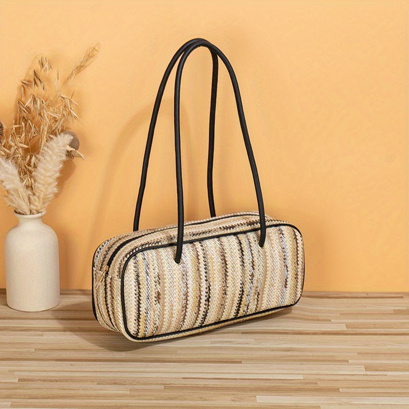 Colorful Straw Woven Shoulder Bag Large Capacity