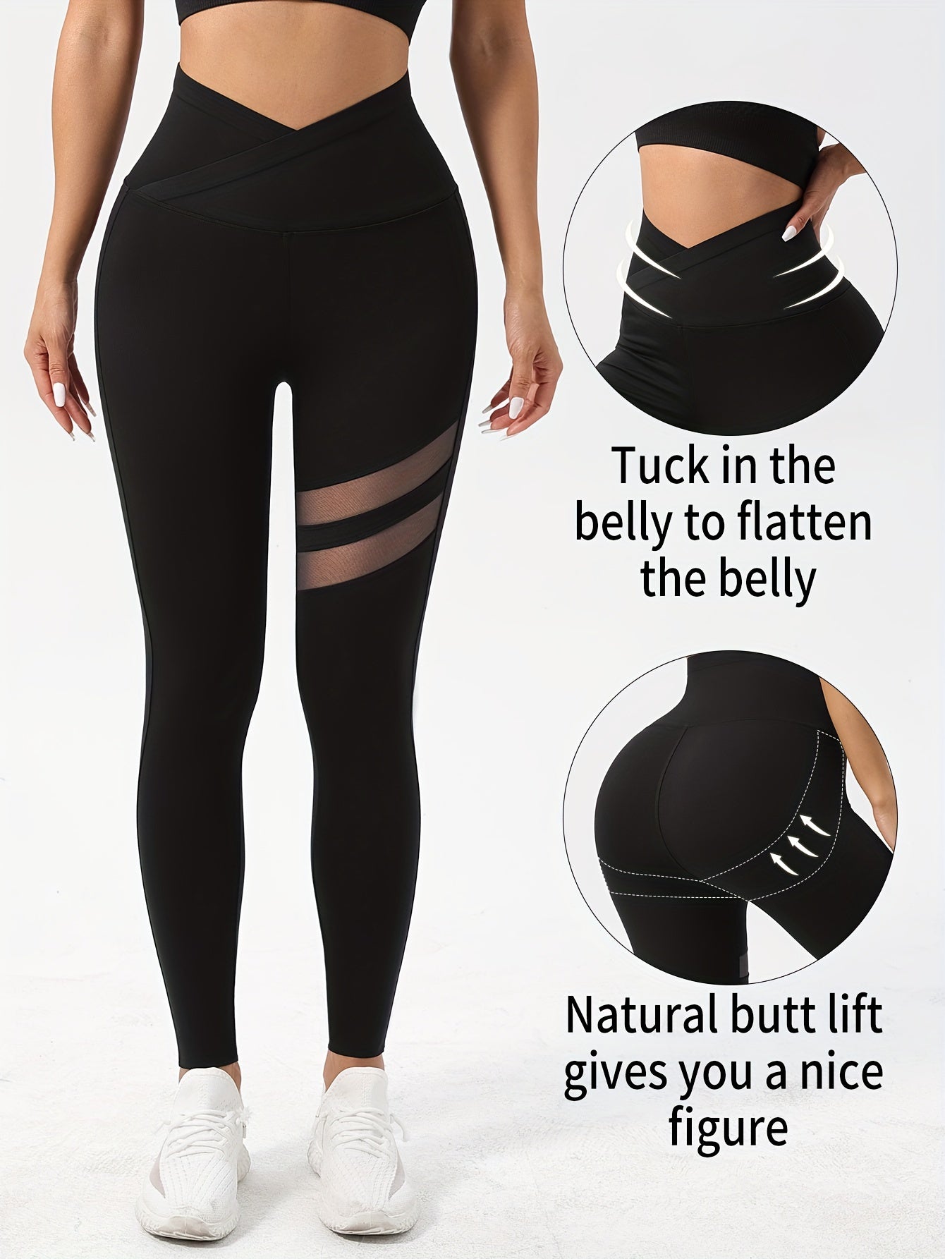 Breathable Mesh Splicing Tight Pants for Yoga Running