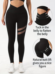 Breathable Mesh Splicing Tight Pants for Yoga Running